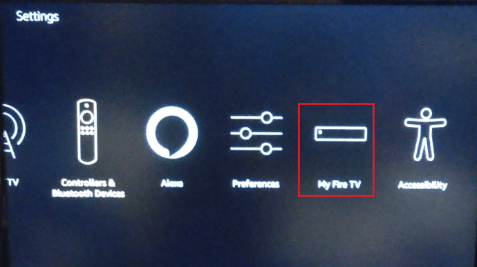 Fire TV iestatījumu izvēlne