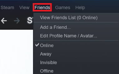 Steam Friends menu