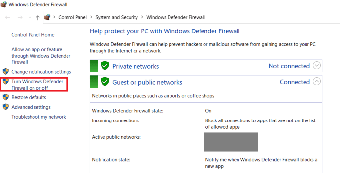 Windows 10 firewall