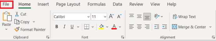 „Excel“ 2 viršutinis meniu