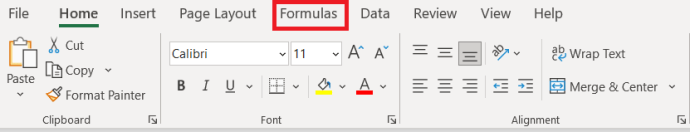 „Excel“ viršutinis meniu
