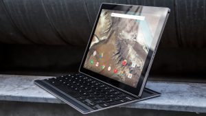 „Google Pixel C“ apžvalga: planšetinis kompiuteris prijungtas prie klaviatūros