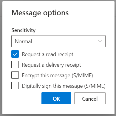 Opcions de missatges d'Outlook