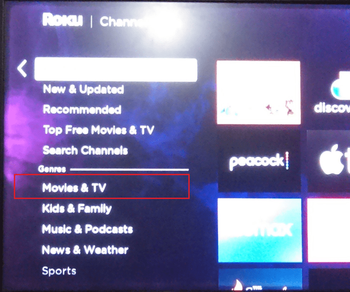 Roku Streaming Channels side