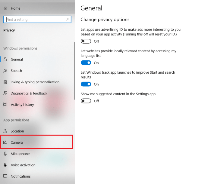 Windows 10 గోప్యతా సెట్టింగ్‌లు