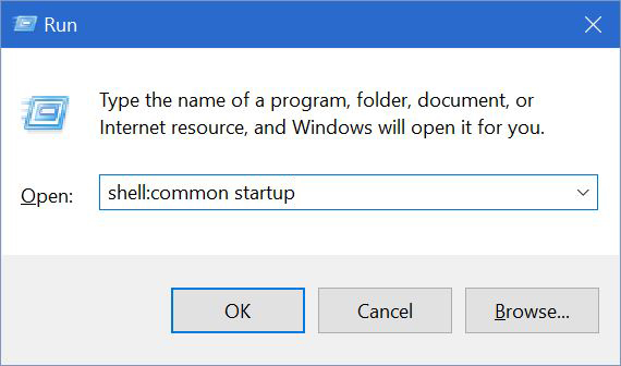 wspólny folder startowy systemu Windows 10