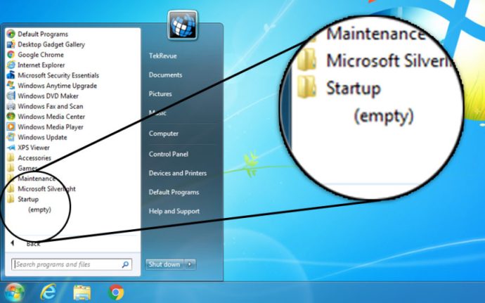 Folder startowy Windows 7