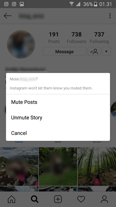 إلغاء كتم صوت Instagram Story
